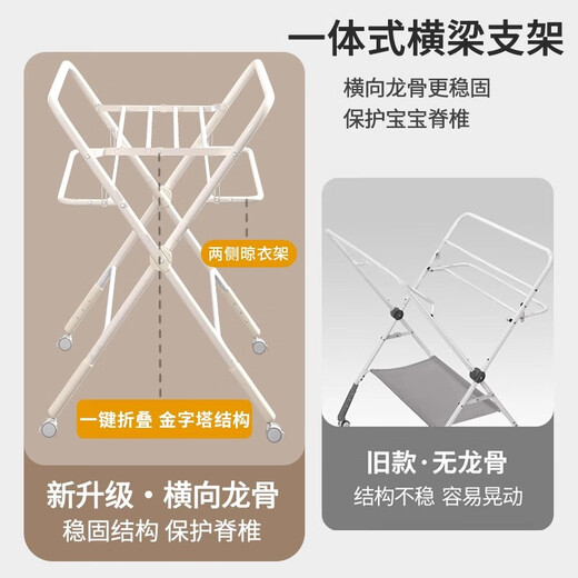 喆炜德国品质婴儿尿布台新生儿护理台幼儿换尿布抚触洗澡多功能可折叠 至臻款-灰色【升级骨架】+置物篮 其他 组装 支架结构
