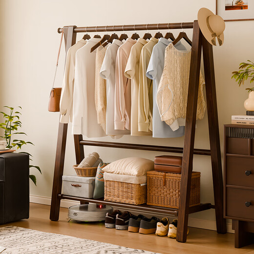 Jiayi solid wood clothes rack floor-standing vertical clothes rack bedroom special coat rack entry home storage rack living room clothes drying rack