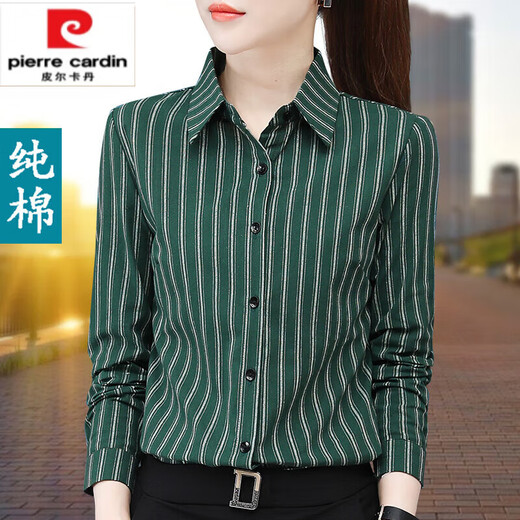 
Pierre cardin official high-end pure i cotton shirt for women 2024 spring and autumn new high-end striped long-sleeved versatile top temperament Guangdong Puning brand flagship ZXP1392 gray [pure cotton] 3XL Guangdong Puning [suggested 135-145Jin [Jin equals 0.5 kg]