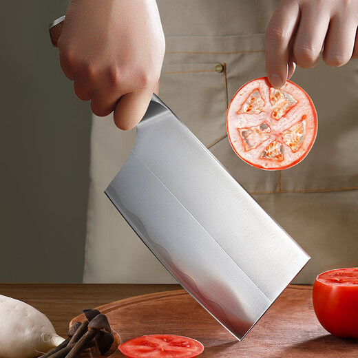 京东京造 9系菜刀 家用切片菜刀具更省力花梨木手柄90Cr【顶格9铬】