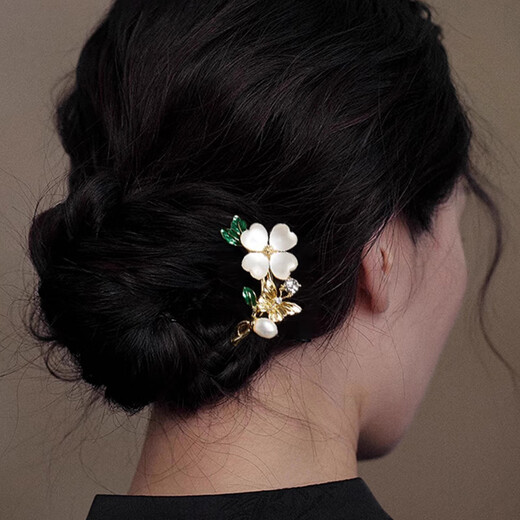 Xiangwan hairpin hairpin four-leaf clover U-shaped hairpin hairpin for women with hair on the back of the head, high-end hairpin hairpin hair accessory