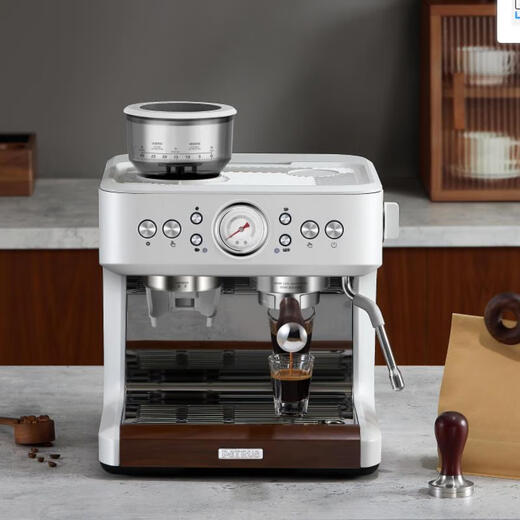 Petrus Dual-Kessel Italiener Voll halbautomatische Kaffeemaschine Haushaltsmilchmilch-Schaummaschine Schleifmaschine kleines Meersalz weiße PE3899 [offizielles Lagerhaus gerade Haare]