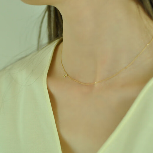 Huaiyin Original 10K Gold M Letter Pendant Color Gold Necklace Women's Light Luxury Niche Advanced Clavicle Chain Necklace Customized D Letter Ready Stock