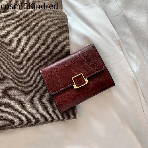 CosmicKindred钱包女款感2025新款女士三折零钱包复古时尚卡包学生短款钱夹 咖啡
