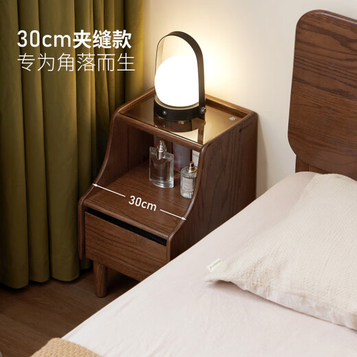 Genji Muyu solid wood bedside table modern minimalist storage cabinet bedroom bedside small cabinet household oak storage cabinet 0.4m bedside table (400*350*500mm) assembly