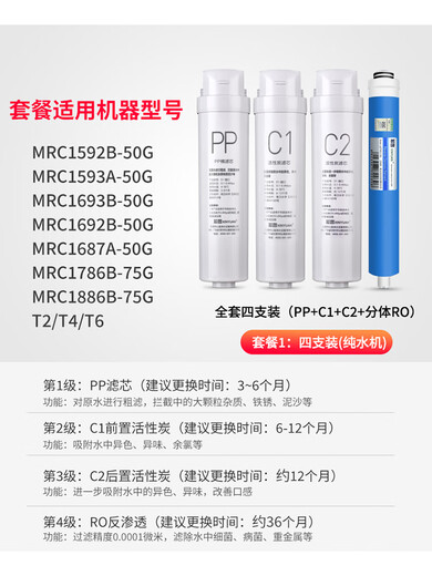 
XinYUAN (XINYUAN) is suitable for Midea S1 water purifier filter element MRC1593A-50G/1592B/1693B/1687A/1886 Single-pack: C1 activated carbon filter element