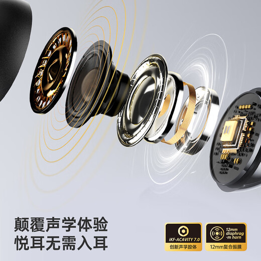 IKF Air Clip Art Edition JD Exclusive Bluetooth Headset Ear Clip Type True Wireless Open Skeleton Conduction Headphones HiFi Sound Quality Sports Music Dark Night Black