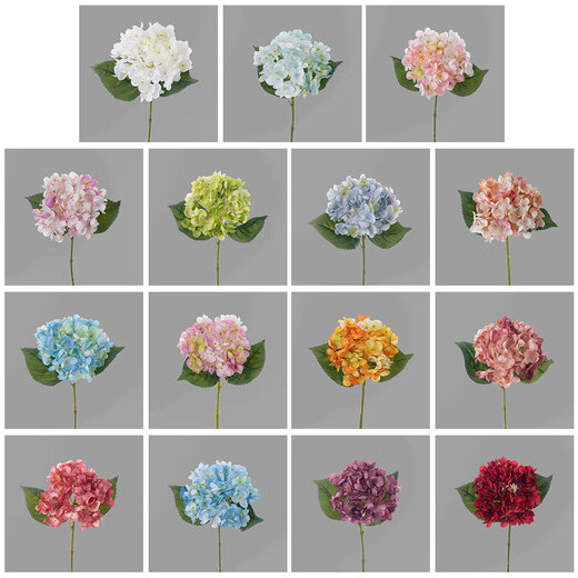 Hortensia de flores artificiales para decoración del hogar, flores de mano para boda, guía de camino, pared de flores artificiales, color blanco