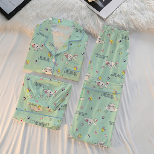 
Hanrui spring and summer pajamas for women cartoon milk silk three-piece set home clothes FS 14124 170 M