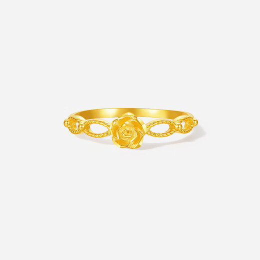 Saturday Blessing Yellow 18K Gold Ring Women's Rose Flower Birthday Gift C0114757 No. 14