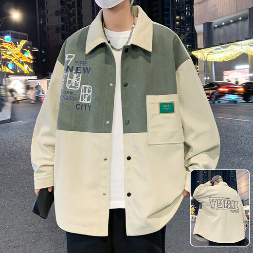 S.SOFEA撞色拼接外套2025春秋款大码夹克男潮牌 黑色#D687 L (建议105-120斤)