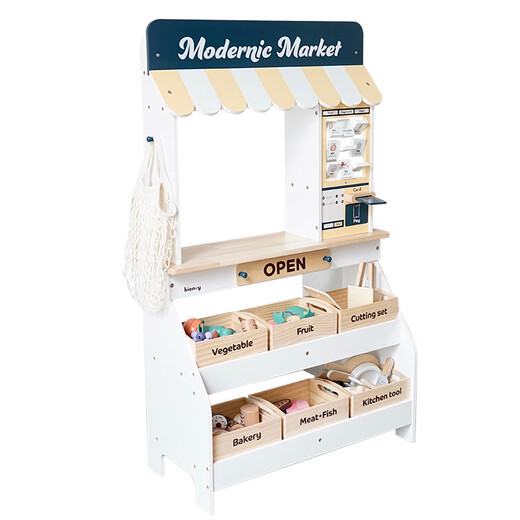 Burjuman Supermarkt Bargeldsimulation Spielzeug Kindergeschäft Concierge Holzküche Obst Cher Kindergarten Puppe Home YLB Convenience Car