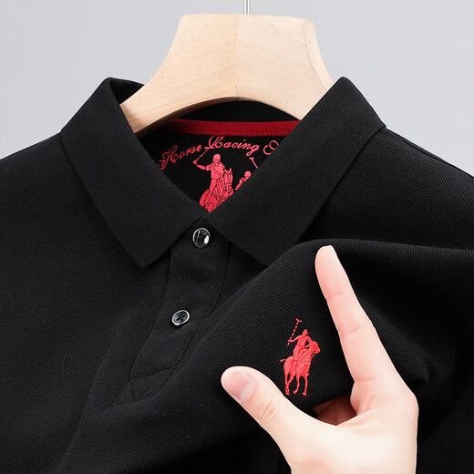 传奇保罗保罗POLO衫男士长袖t恤纯棉中年爸爸春秋装高端上衣服秋衣体桖丅 6626白色 15XL 165/m/48