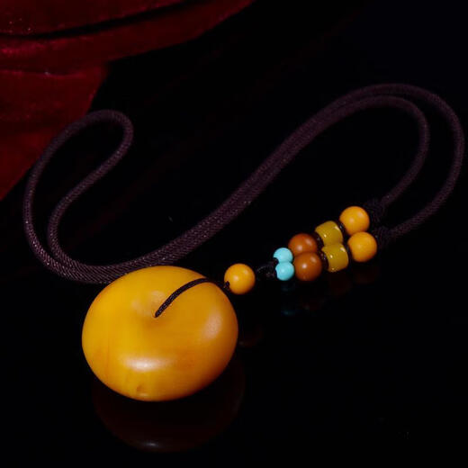 Confucian style natural old beeswax peace buckle pendant amber raw stone innocent brand pendant water drop shape sweater chain men and women old beeswax peace buckle 48*23mm with certificate