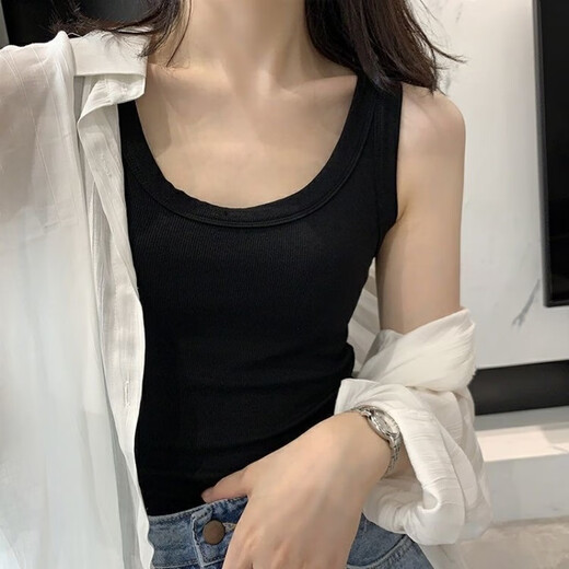 朵迪雅尚白色吊带背心女螺纹棉夏季内搭外穿无袖t恤运动遇见打底上衣女装 白色