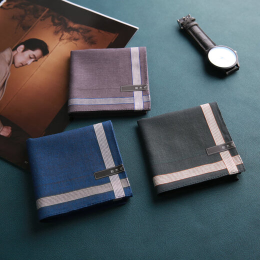 Shantoulin Village fireworks high-end handkerchief for men Valentine's Day gift pure cotton sweat-absorbing square scarf handkerchief retro sweat wipe Jiangxue gray: 40cm 1 piece