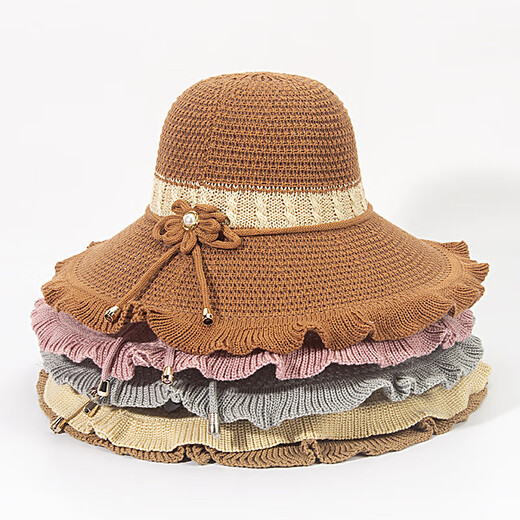New summer women's monochrome sun protection large brim sun hat mother hat sunshade dome straw hat cool hat fisherman hat pink