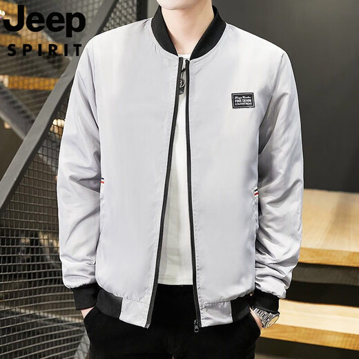 JEEP SPIRIT吉普2025春秋装外套男棒球领薄款休闲风衣短款外穿帅气男士夹克衫 686夹克【米白色】 3XL 【建议135-150斤左右