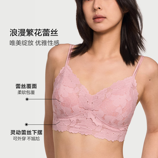 Victoria's Secret Французская треугольная чашка Мягкое кружево с цветочным принтом Тонкий беспроводной бюстгальтер Нижнее белье Жилет 34Y5 Кокосовый белый цветочный стиль 11249615 M