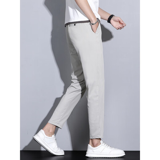 Firs Jeans Shanshan Denim Herren High-End Ice Seide Stretch Neun-Cropped Hosen Herren-Casual Hosen Sommer Dünne gerade, verjüngte drapierende dunkelgraue B9905 28