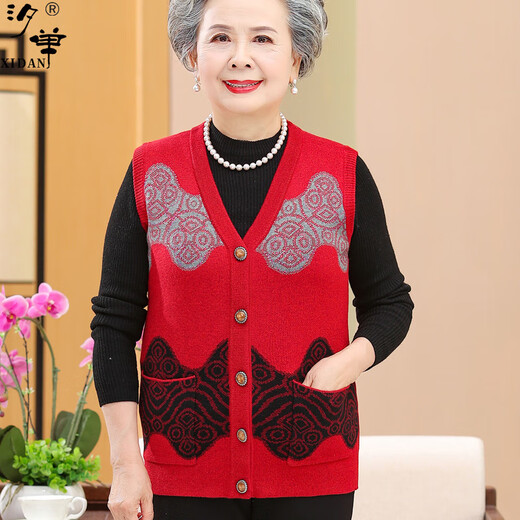 姿伟祺中老年人春装女奶奶外套老人女款背心老太太衣服妈妈春秋马夹 紫色(12805) XL (建议120-135斤)