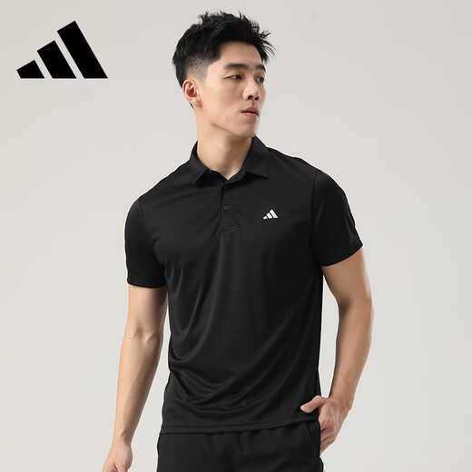 Adidas T-Shirt für Männer im Sommer Neue Sportarten Schnelltrockne kurzärmelige Revers-Polo-Hemd für Männer schwarz in6626 Schnell trocknendem atmungsaktivem M 2xl185-195C90-100 kg