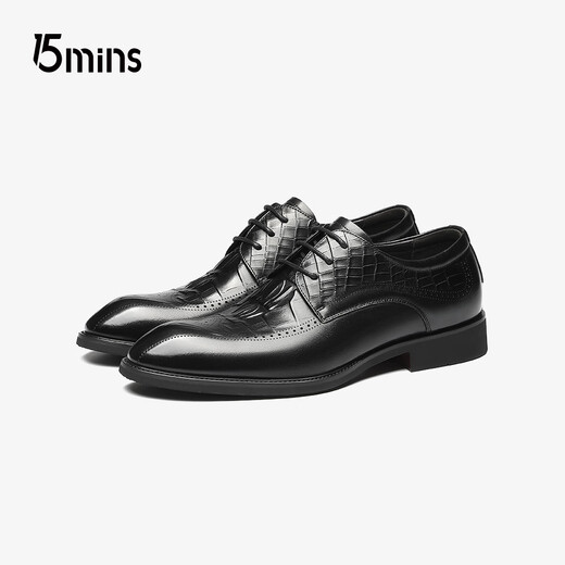 
15 minutes top layer cowhide men crocodile pattern men's shoes business formal leather shoes wedding shoes low top shoes men E1049 black 42