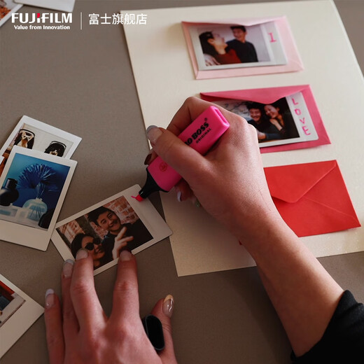 Fuji (FUJIFILM) instax instant camera 3-inch mini photo paper film roll 3-inch double pack + photo album + storage box * 2 + refrigerator magnet, including 20 white borders, official standard