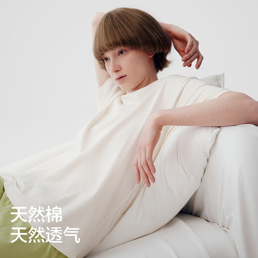 Bananain (Bananain) Wang Yibo same 305H pure cotton pajamas for men and women 100% cotton couple home clothes short sleeve shorts suit summer [shorts plain color - men] tea gray XL
