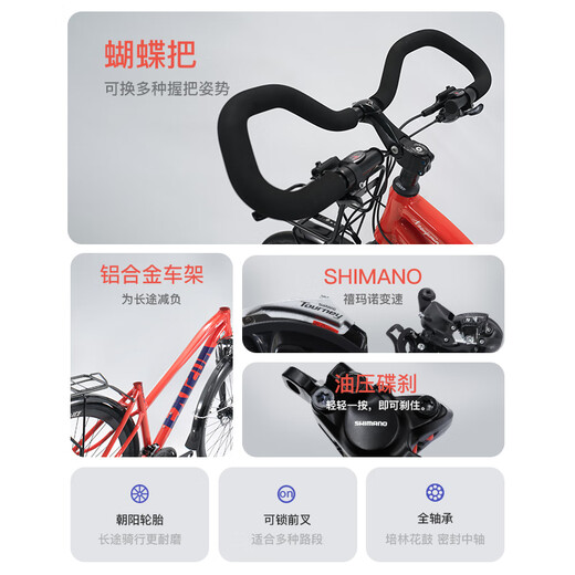 Philips (PHILLIPS) Benjamin series long-distance travel adult variable speed urban off-road mountain shock absorbing gravel road bike snow ridge spruce oil disc 700C (85% installation version) 27 speed