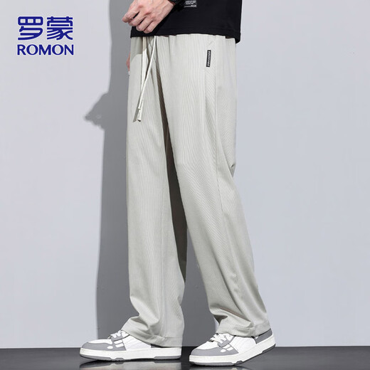 罗蒙（ROMON）休闲裤男士夏季宽松裤子男薄款直筒男裤垂感阔腿裤 杏色 XL