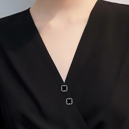 Zuoou four-leaf clover anti-exposure buckle brooch magnetic suction buckle pin buckle strong magnet does not damage clothes shirt collar explosion-proof open button gold magnetic style strong magnetic suction and stability