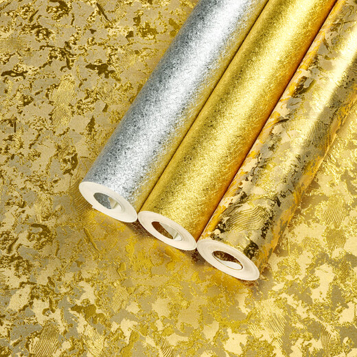 蒋之爱金箔墙纸金泊纸闪光金色金黄色银色拉丝吊顶壁纸房顶贴天花板顶纸 金箔云朵 F17152 高亮加厚版 仅墙纸
