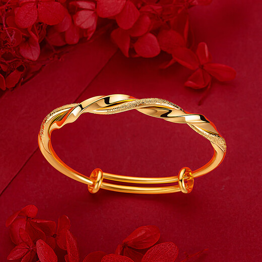 KZD999 pure gold Mobius twist bracelet for women new 24K pure gold half nail sand semi-gloss 0.01g push-pull twist pull twist bracelet