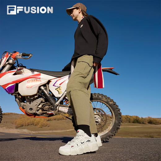 FILA FUSION FILA trendy basketball shoes for women, low-cut basketball cultural shoes, retro casual shoes, dad shoes, oatmeal color-T12W941206AOM 36.5