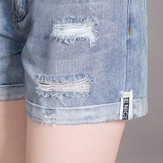 Sichuan sie 2025 Sommer New Damen Koreanische Version von hoher Taille riss gerade kurze, lose Slim Jeans gerissen