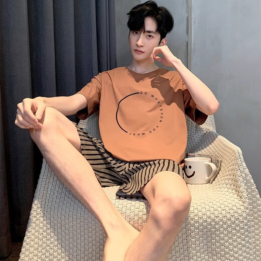 Modalga Pyjon de grande taille Summer 2025 Nouveaux shorts décontractés Shorts à domicile Simple Men's Fin Home Clothing Set 6626 # Triple Tom [Single Set] L Men [100-135Jin [Jin est égal à 0,5 kg]]]