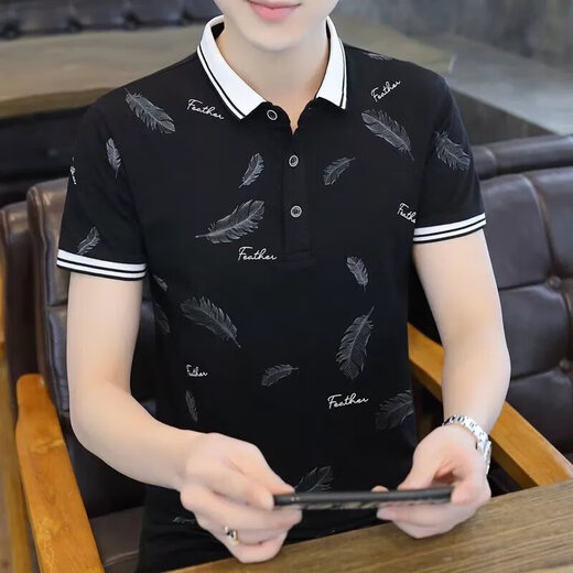 丨Lilang丨Brand men's collared Polo shirt summer men's short-sleeved T-shirt ins cotton slim half-sleeved trendy brand clothes 2023677 Lake Blue 2024 M Weight 90-100