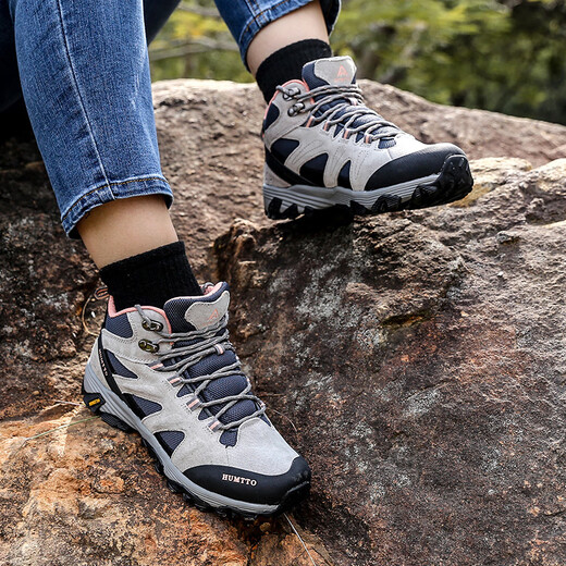 Hantu Neue Outdoor-Wanderschuhe High-Top-wasserdichte und rutschfeste Männer und Frauen-Wanderschuhe hellgrau/hellrosa Frauen normal 723 37