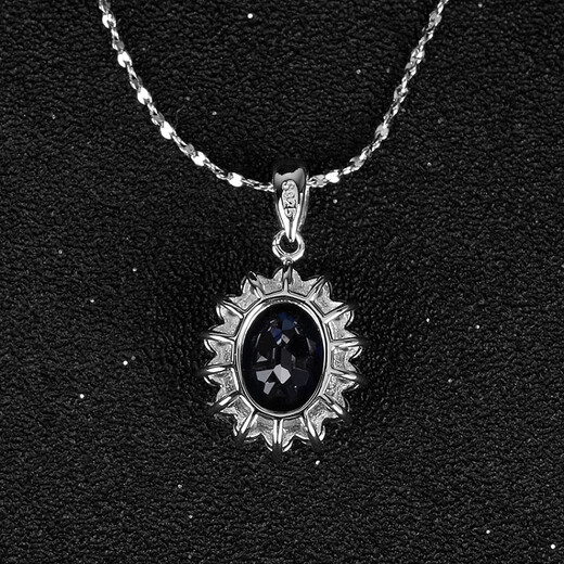 Guran Princess Diana sapphire women's pendant sterling silver platinum-plated colorful gemstone necklace tanzanite color gemstone egg-shaped necklace without chain