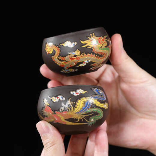 Oein changes color when heated, purple sand kung fu tea set, dragon and phoenix Chengxiang complete tea making set, household raw mineral mud teapot, teacup set, teapot cover bowl 12 pieces + tea ceremony