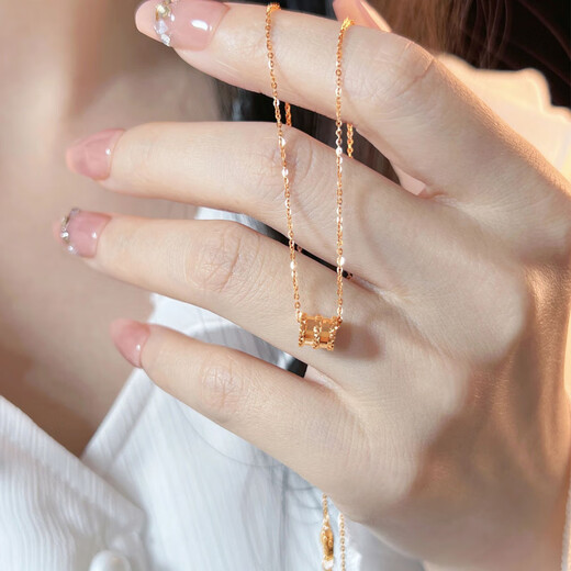 DOMEN French 18k gold-plated rose gold necklace small waist gold color light luxury niche girl style clavicle chain jewelry rose gold