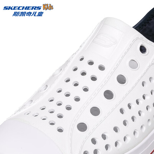 Skechers Children's Shoes Women's Autumn New Slip-on Children's Crocs One-Shoe Two-Wear Casual Breathable Sweat-wicking Sandals White/Navy Blue/Red/WNVR 27.5