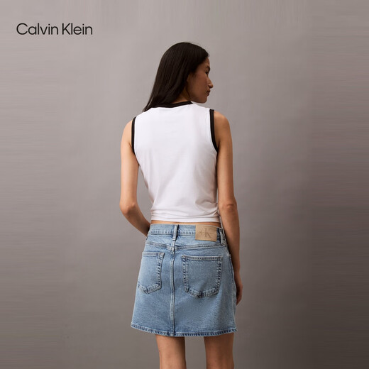 Calvin Kleinjeans 25 Spring and Summer New Women's Trendy retro CK Sexy Hot Girl Light Blue Denim Falda 47B738G