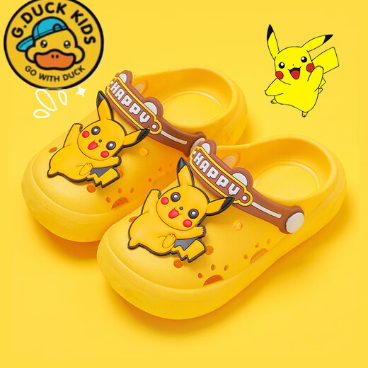 G. DUCKKIDS男童卡通皮卡丘洞洞鞋防滑凉拖鞋 GL88 皮卡丘 黄色 26 -27码/内长16.5cm