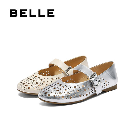Belle (Belle) Regalo de San Valentín Chino Estilo de vacaciones Hollow Mary Jane Shoes Women 25 Summer New Breathable Sole Light Lox Shower D7Q1DBQ5 Beige 37 (235 mm)