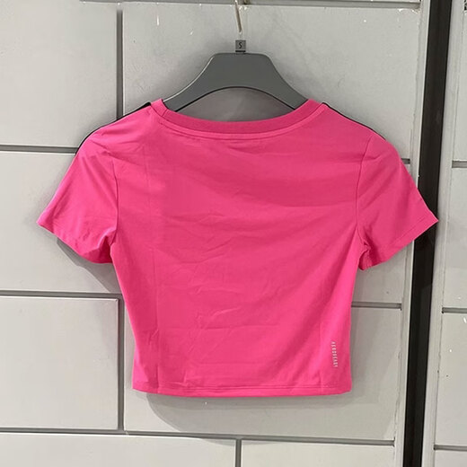 阿迪达斯 （adidas）短袖T恤女装夏季运动服圆领半袖衫舒适透气短款休闲上衣 JV9859玫粉色 S