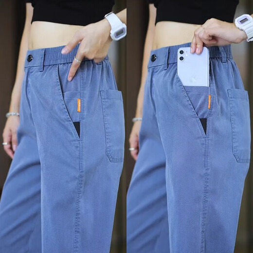 Woodpecker Lyocell Tencel casual pants men's spring and autumn straight pants men's versatile loose sports wide-leg long pants gray 32 (waist 2 feet 5) recommended 130-140 Jin Jin equals 0.5 kg to wear