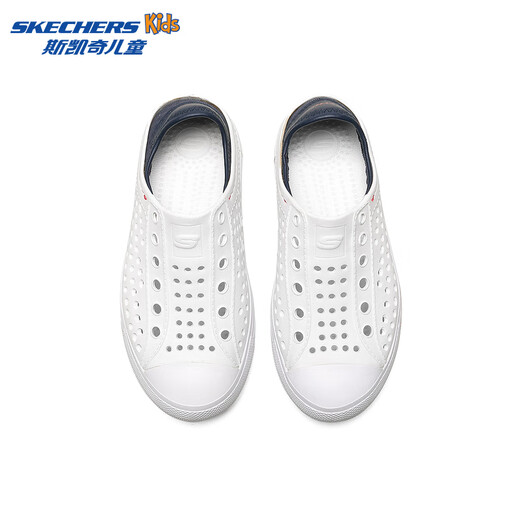 Skechers Children's Shoes Women's Autumn New Slip-on Children's Crocs One-Shoe Two-Wear Casual Breathable Sweat-wicking Sandals White/Navy Blue/Red/WNVR 27.5