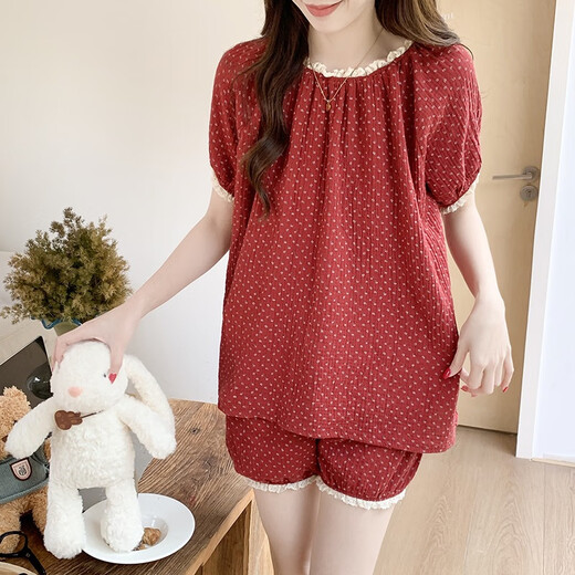 Gemas coloridas Versión coreana de pijamas de algodón en la nube para mujeres ropa de casa de estilo princesa de manga corta jdx-9903c# 170 m